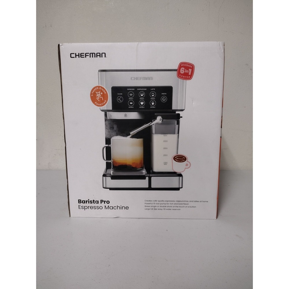 New Chefman  6-in-1‎ Espresso Machine 15-Bar Pump - Stainless Steel